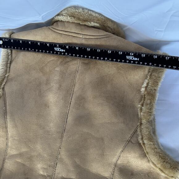 Faux Shearling Jaclyn Smith Vest XXL Suede Look Zip Front Fuzzy Soft Lined - Picture 8 of 13